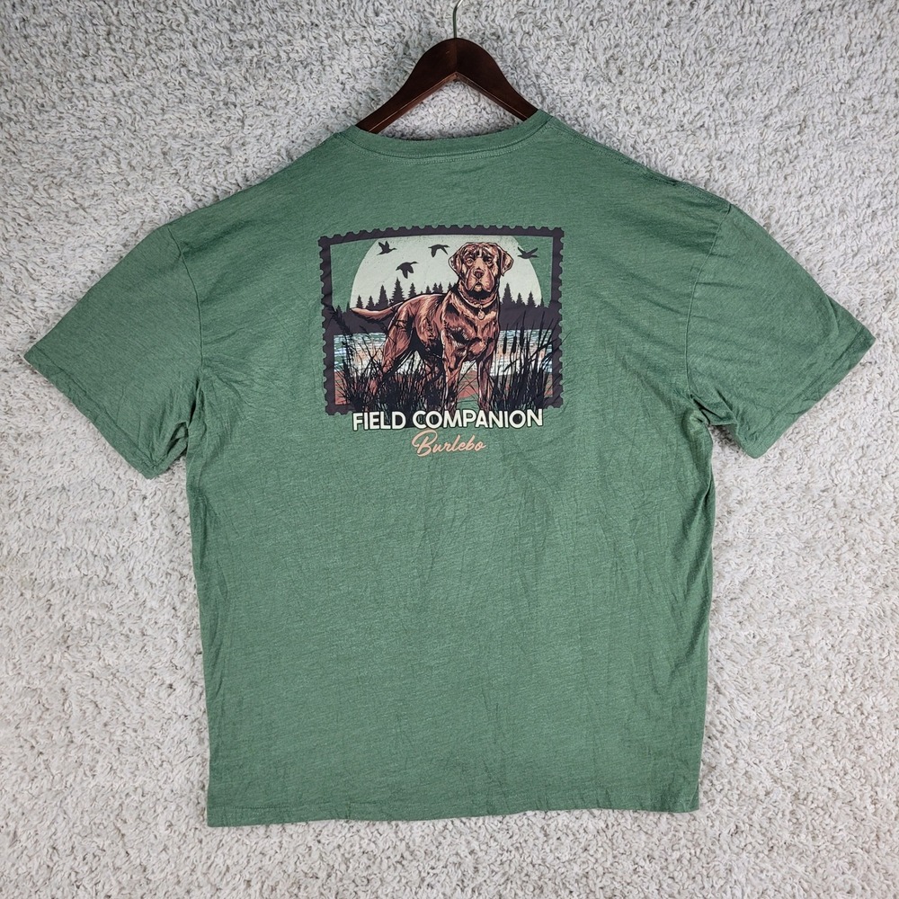 Burlebo T-Shirt Mens 2XL Green Excellent Field Companion Lab Pocket Tee